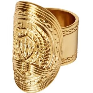 BALMAIN X H&M EMBOSSED COCKTAIL RING IN GOLD